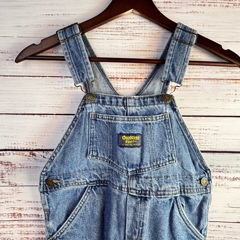 Vintage Kid Gorpcore Denim Overalls OshKosh B'gosh Size 5 Blue 100% Cotton